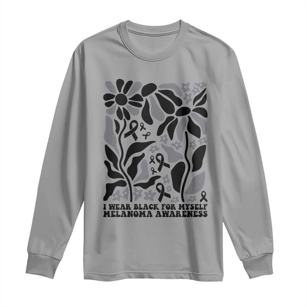 Melanoma Awareness Long Sleeve Shirt I Wear Black For Myself Skin Cancer Survivor TS12 Sport Gray Print Your Wear