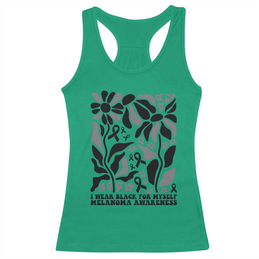 Melanoma Awareness Racerback Tank Top I Wear Black For Myself Skin Cancer Survivor TS12 Irish Green Print Your Wear