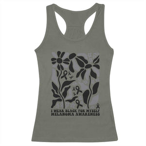Melanoma Awareness Racerback Tank Top I Wear Black For Myself Skin Cancer Survivor TS12 Military Green Print Your Wear
