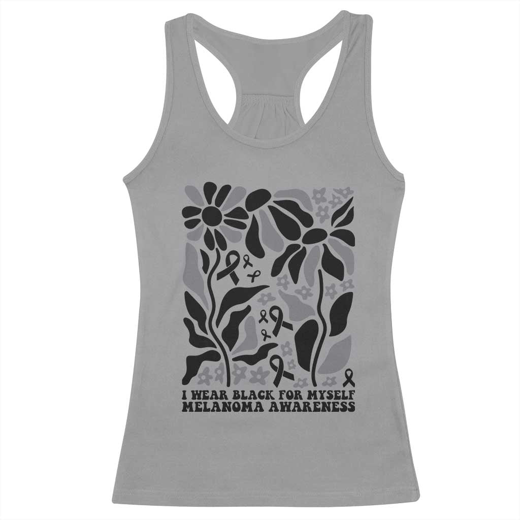 Melanoma Awareness Racerback Tank Top I Wear Black For Myself Skin Cancer Survivor TS12 Sport Gray Print Your Wear