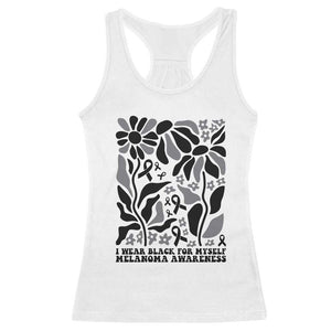 Melanoma Awareness Racerback Tank Top I Wear Black For Myself Skin Cancer Survivor TS12 White Print Your Wear