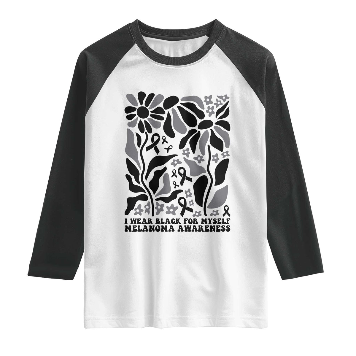 Melanoma Awareness Raglan Shirt I Wear Black For Myself Skin Cancer Survivor TS12 White Black Print Your Wear