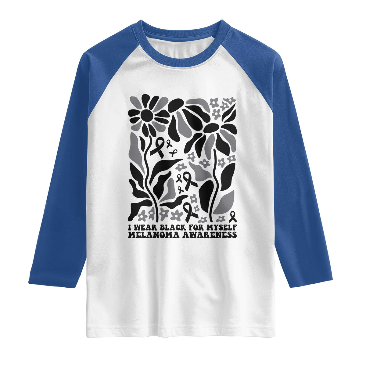 Melanoma Awareness Raglan Shirt I Wear Black For Myself Skin Cancer Survivor TS12 White Royal Print Your Wear