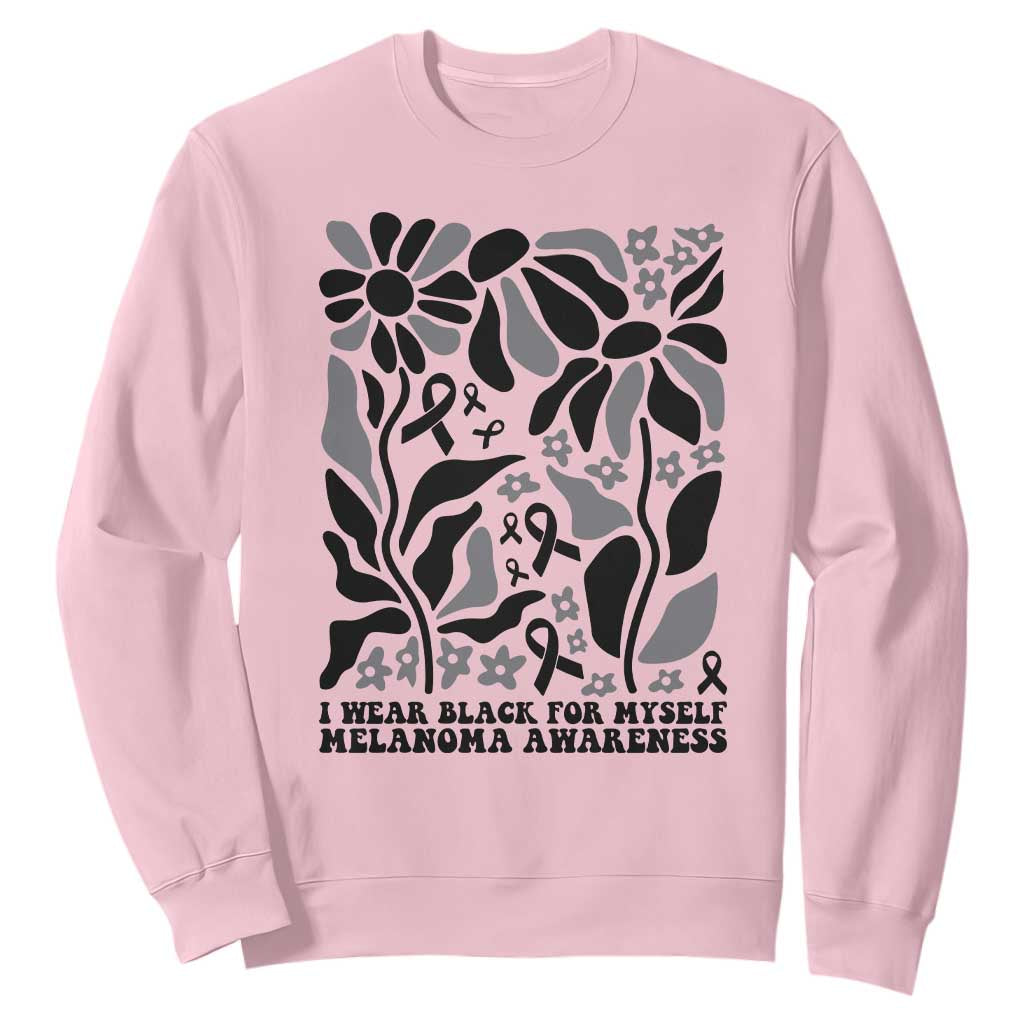 Melanoma Awareness Sweatshirt I Wear Black For Myself Skin Cancer Survivor TS12 Light Pink Print Your Wear