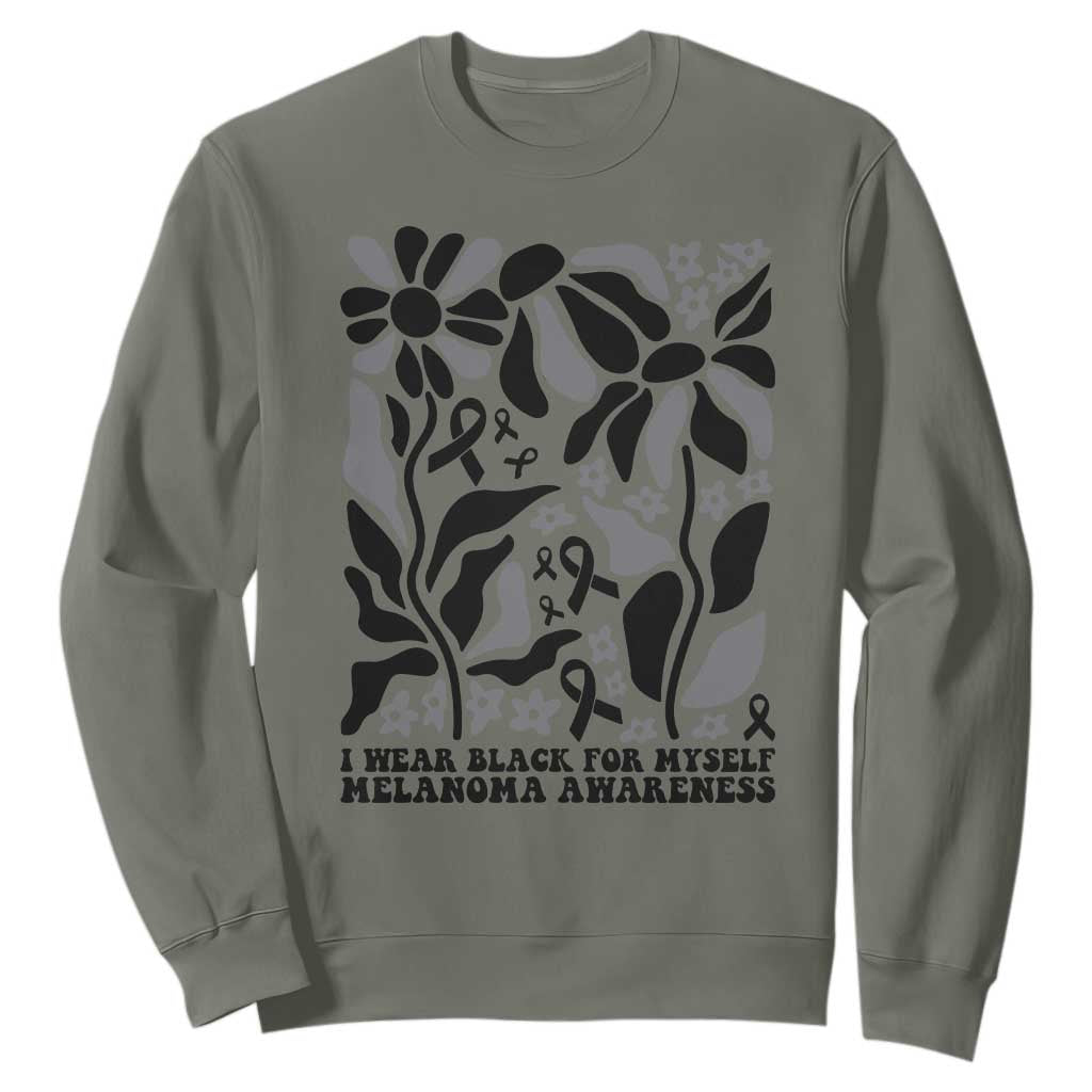 Melanoma Awareness Sweatshirt I Wear Black For Myself Skin Cancer Survivor TS12 Military Green Print Your Wear