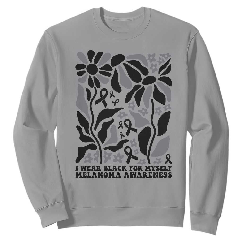 Melanoma Awareness Sweatshirt I Wear Black For Myself Skin Cancer Survivor TS12 Sport Gray Print Your Wear