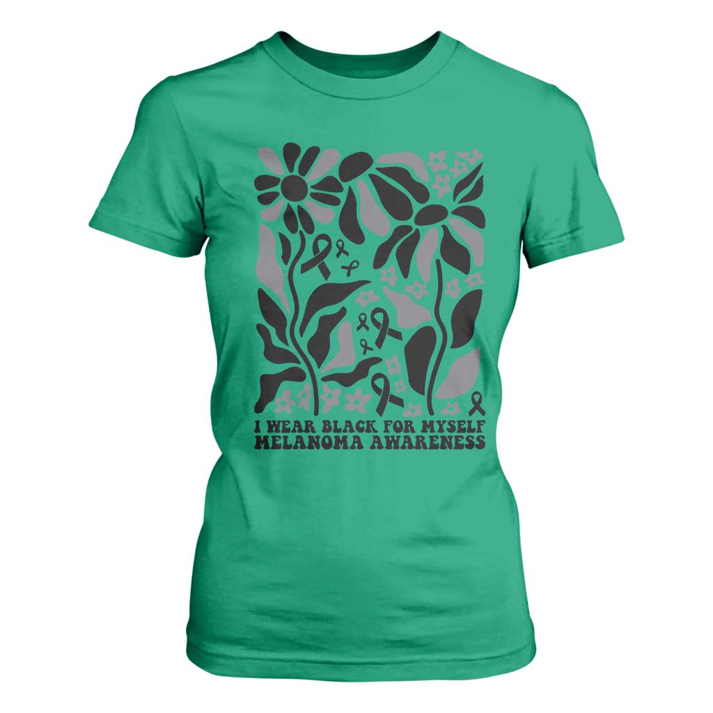 Melanoma Awareness T Shirt For Women I Wear Black For Myself Skin Cancer Survivor TS12 Irish Green Print Your Wear
