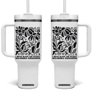Melanoma Awareness Tumbler With Handle I Wear Black For Myself Skin Cancer Survivor TS12 One Size: 40 oz White Print Your Wear