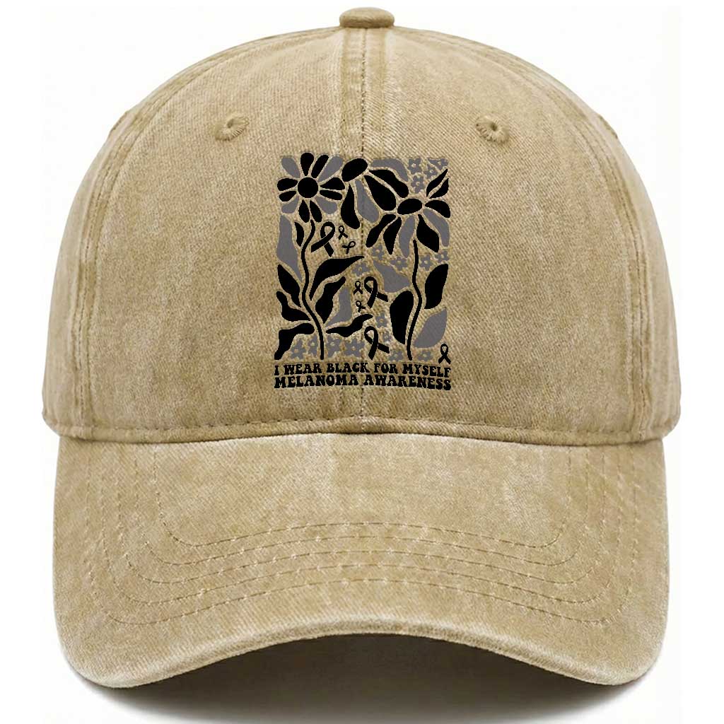 Melanoma Awareness Washed Cotton Baseball Cap I Wear Black For Myself Skin Cancer Survivor TS12 Print Your Wear