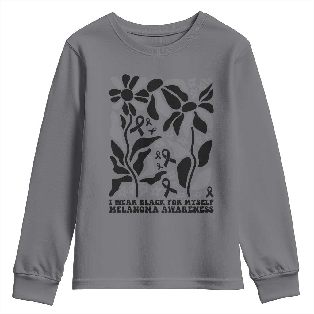 Melanoma Awareness Youth Sweatshirt I Wear Black For Myself Skin Cancer Survivor TS12 Charcoal Print Your Wear