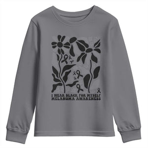 Melanoma Awareness Youth Sweatshirt I Wear Black For Myself Skin Cancer Survivor TS12 Charcoal Print Your Wear
