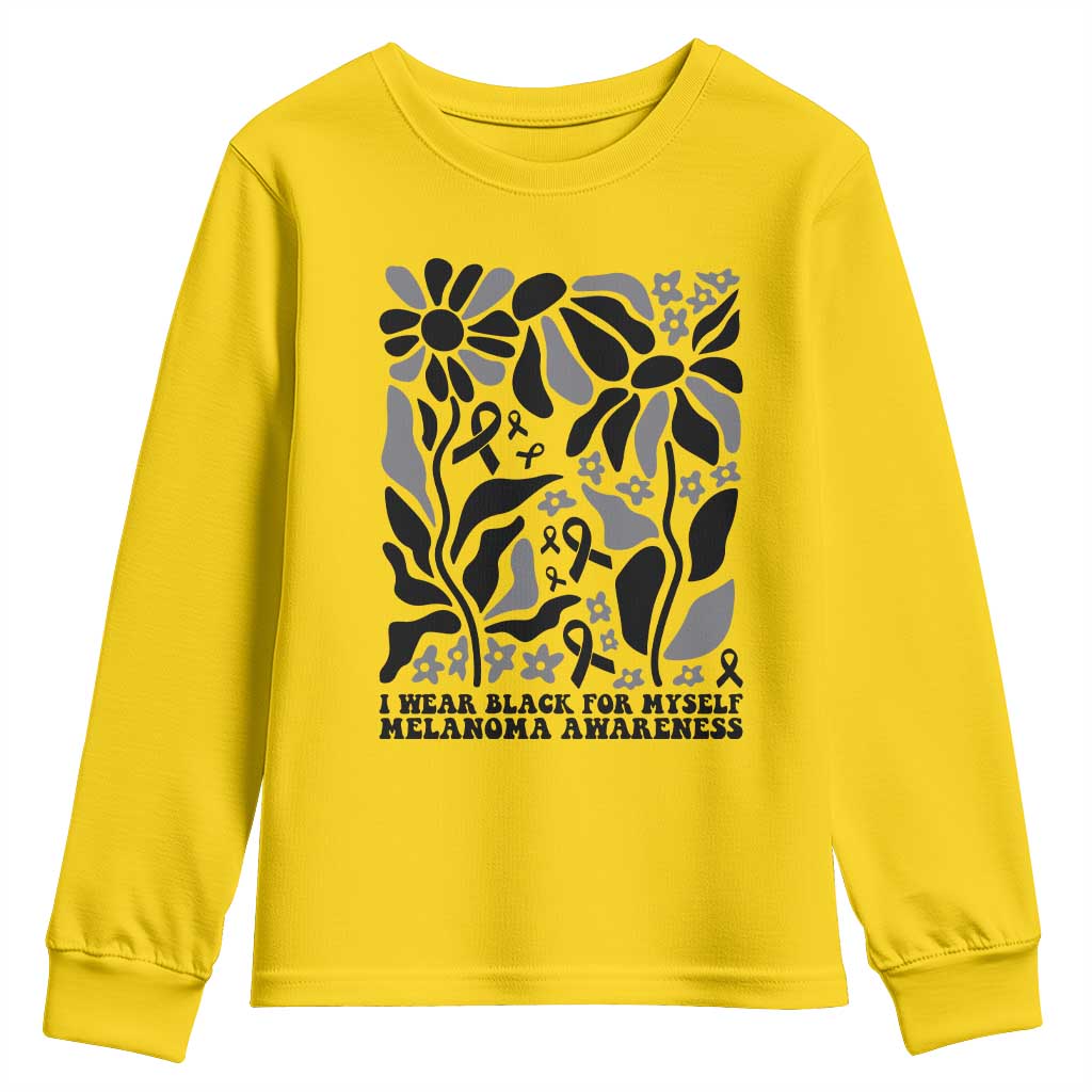 Melanoma Awareness Youth Sweatshirt I Wear Black For Myself Skin Cancer Survivor TS12 Daisy Print Your Wear