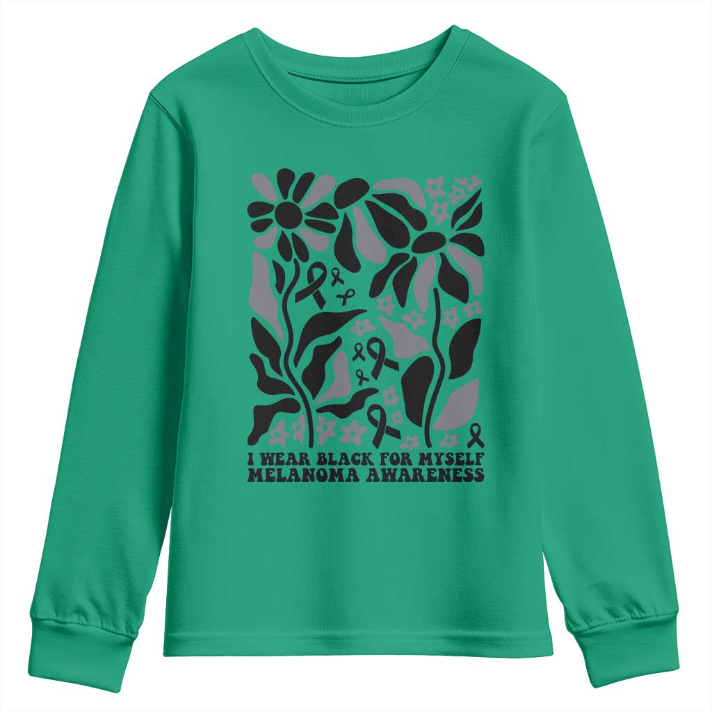Melanoma Awareness Youth Sweatshirt I Wear Black For Myself Skin Cancer Survivor TS12 Irish Green Print Your Wear