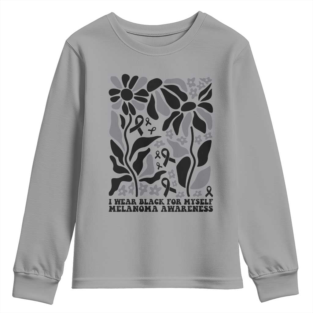 Melanoma Awareness Youth Sweatshirt I Wear Black For Myself Skin Cancer Survivor TS12 Sport Gray Print Your Wear