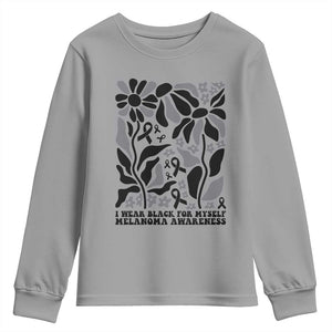 Melanoma Awareness Youth Sweatshirt I Wear Black For Myself Skin Cancer Survivor TS12 Sport Gray Print Your Wear