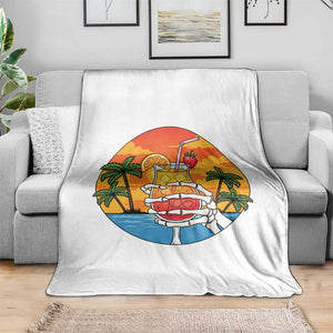 Tropical Skeleton Summerween Throw Blanket Beach Cocktail Vacation
