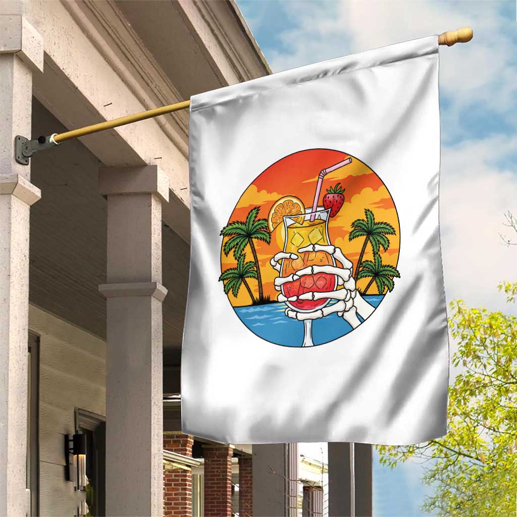 Tropical Skeleton Summerween Garden Flag Beach Cocktail Vacation