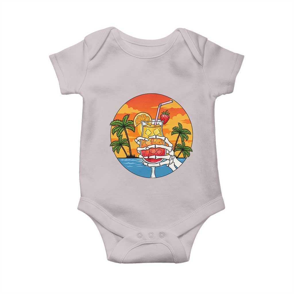 Tropical Skeleton Summerween Baby Onesie Beach Cocktail Vacation