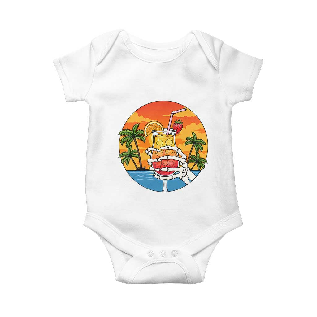 Tropical Skeleton Summerween Baby Onesie Beach Cocktail Vacation TS12 White Print Your Wear