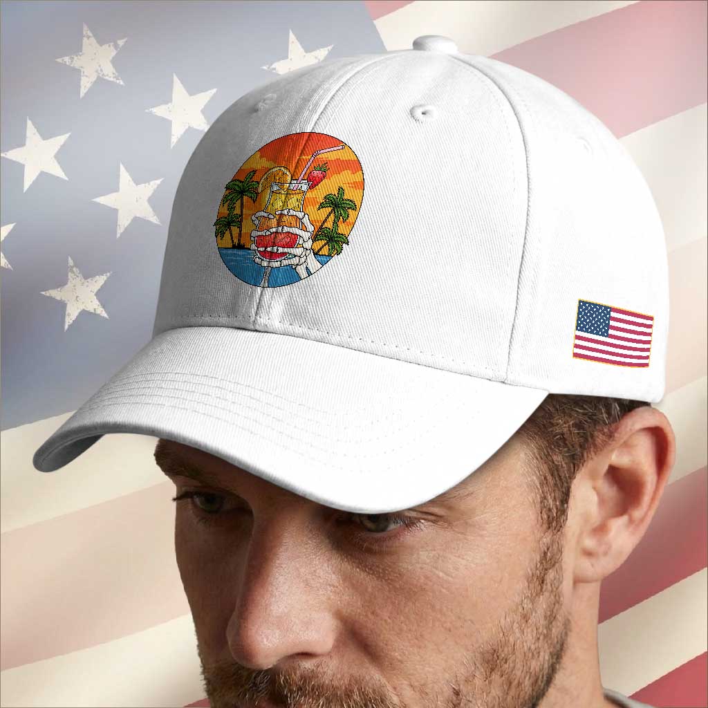 Tropical Skeleton Summerween Baseball Cap Beach Cocktail Vacation