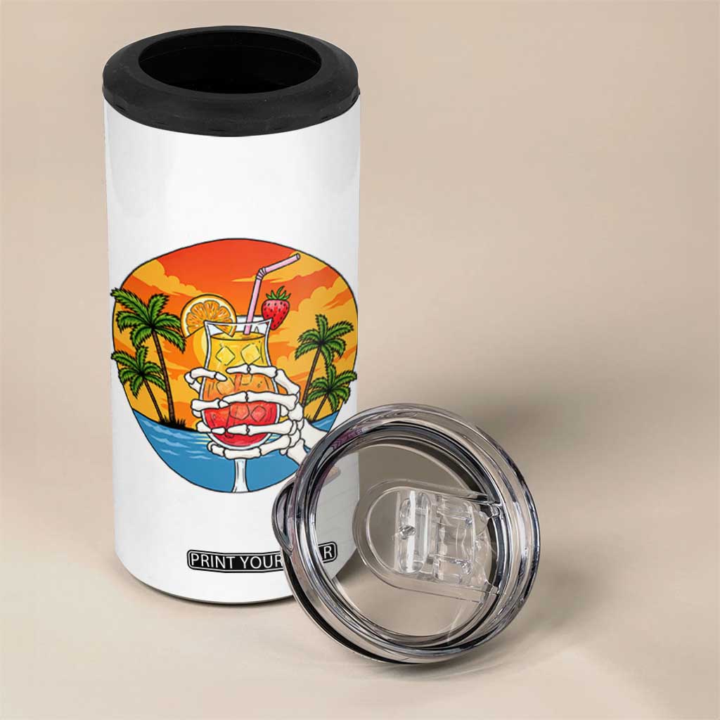 Tropical Skeleton Summerween 4 in 1 Can Cooler Tumbler Beach Cocktail Vacation