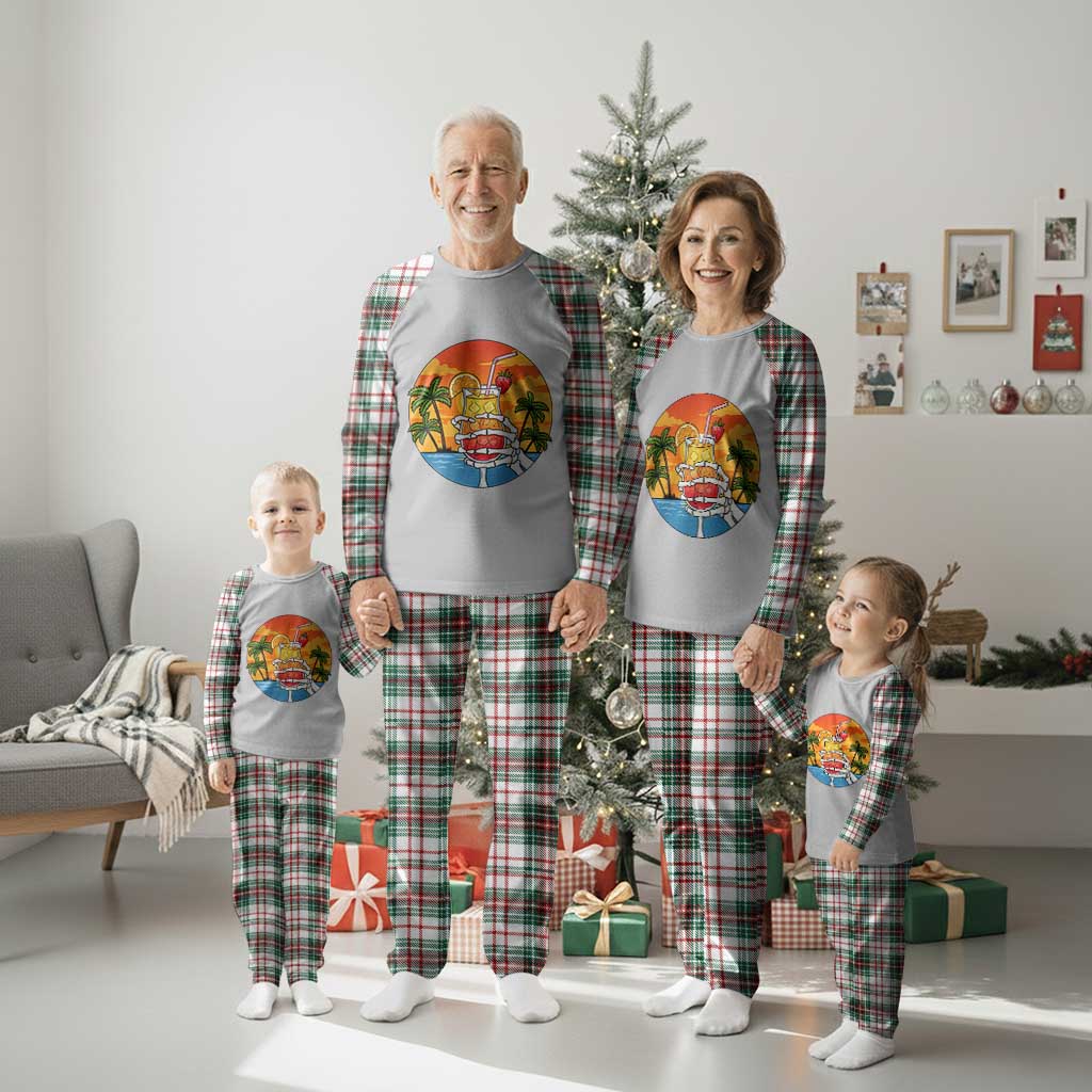 Tropical Skeleton Summerween Plaid Pajama Set Beach Cocktail Vacation