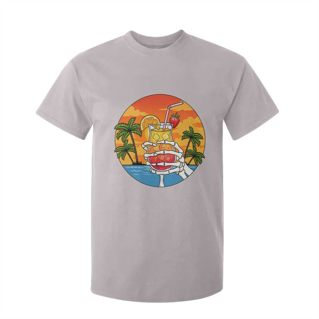 Tropical Skeleton Summerween T Shirt For Kid Beach Cocktail Vacation