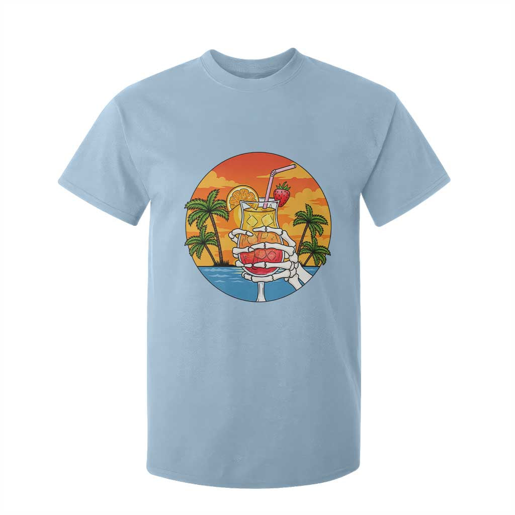 Tropical Skeleton Summerween T Shirt For Kid Beach Cocktail Vacation