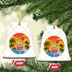 Tropical Skeleton Summerween Ceramic Ornament Beach Cocktail Vacation