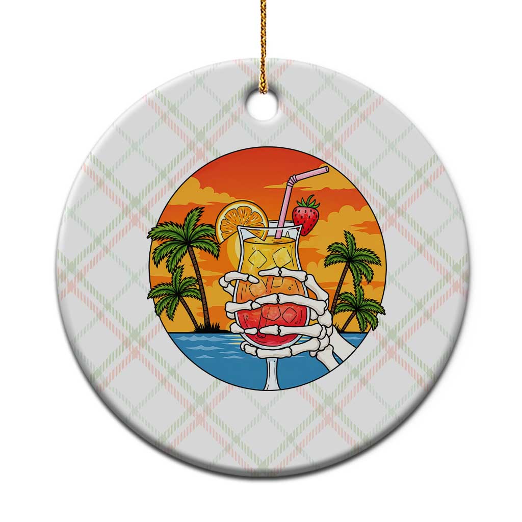 Tropical Skeleton Summerween Ceramic Ornament Beach Cocktail Vacation