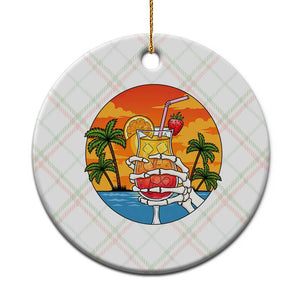 Tropical Skeleton Summerween Ceramic Ornament Beach Cocktail Vacation