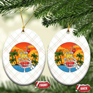 Tropical Skeleton Summerween Ceramic Ornament Beach Cocktail Vacation