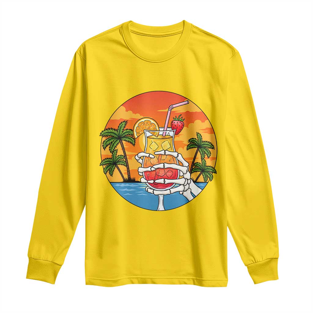 Tropical Skeleton Summerween Long Sleeve Shirt Beach Cocktail Vacation