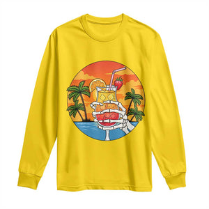 Tropical Skeleton Summerween Long Sleeve Shirt Beach Cocktail Vacation