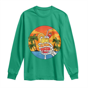 Tropical Skeleton Summerween Long Sleeve Shirt Beach Cocktail Vacation