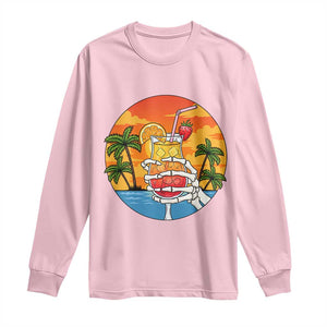 Tropical Skeleton Summerween Long Sleeve Shirt Beach Cocktail Vacation