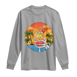 Tropical Skeleton Summerween Long Sleeve Shirt Beach Cocktail Vacation