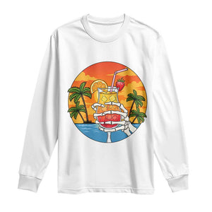 Tropical Skeleton Summerween Long Sleeve Shirt Beach Cocktail Vacation
