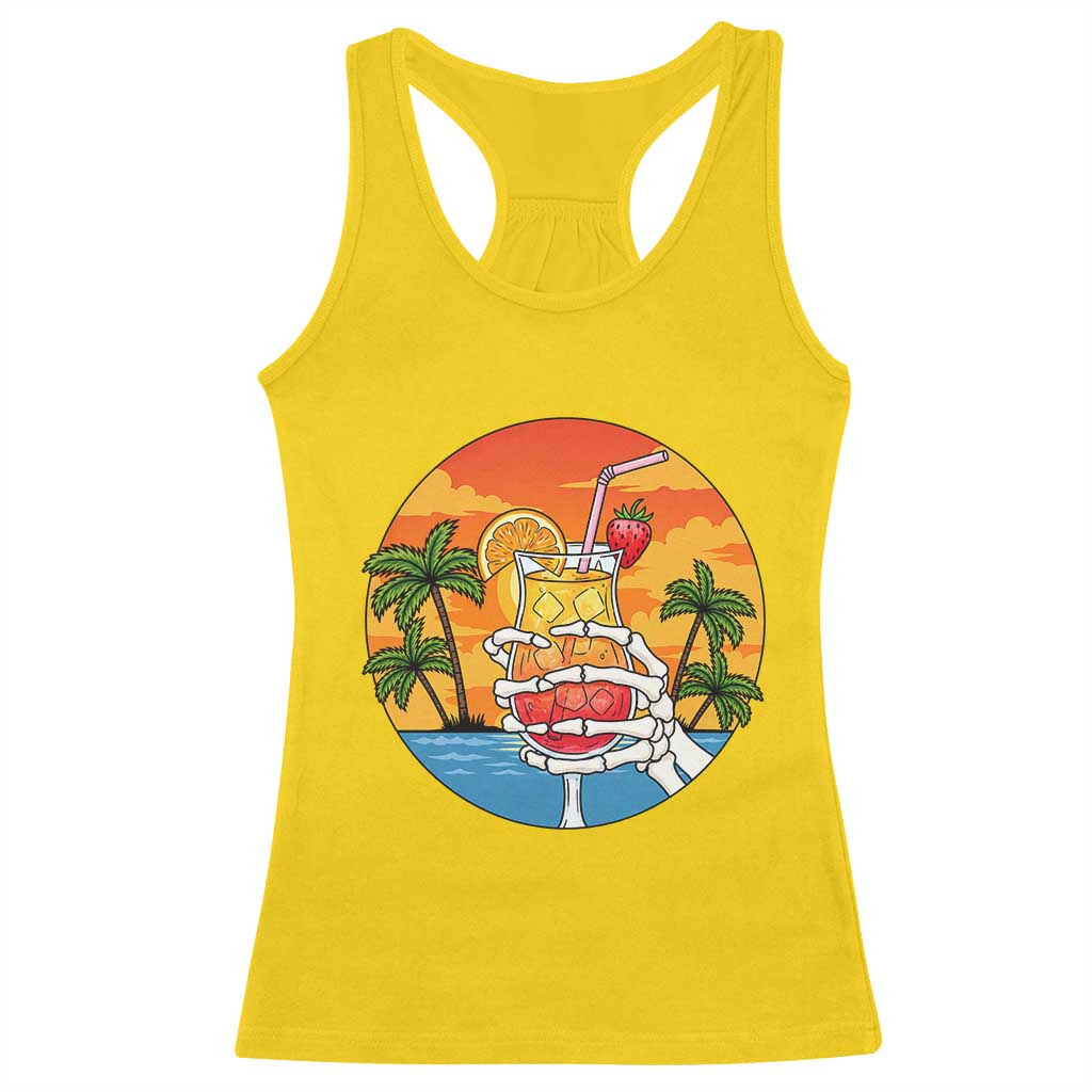 Tropical Skeleton Summerween Racerback Tank Top Beach Cocktail Vacation