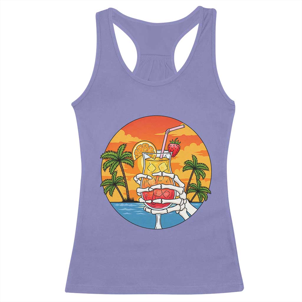 Tropical Skeleton Summerween Racerback Tank Top Beach Cocktail Vacation