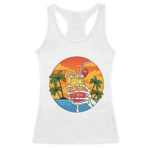 Tropical Skeleton Summerween Racerback Tank Top Beach Cocktail Vacation