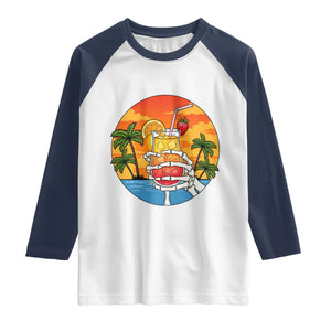 Tropical Skeleton Summerween Raglan Shirt Beach Cocktail Vacation