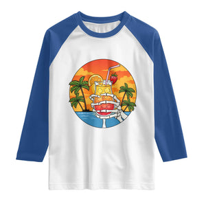 Tropical Skeleton Summerween Raglan Shirt Beach Cocktail Vacation