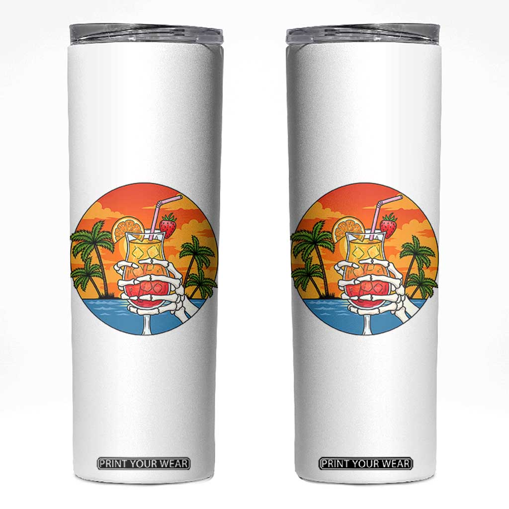 Tropical Skeleton Summerween Skinny Tumbler Beach Cocktail Vacation