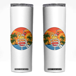 Tropical Skeleton Summerween Skinny Tumbler Beach Cocktail Vacation