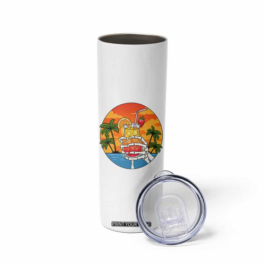 Tropical Skeleton Summerween Skinny Tumbler Beach Cocktail Vacation