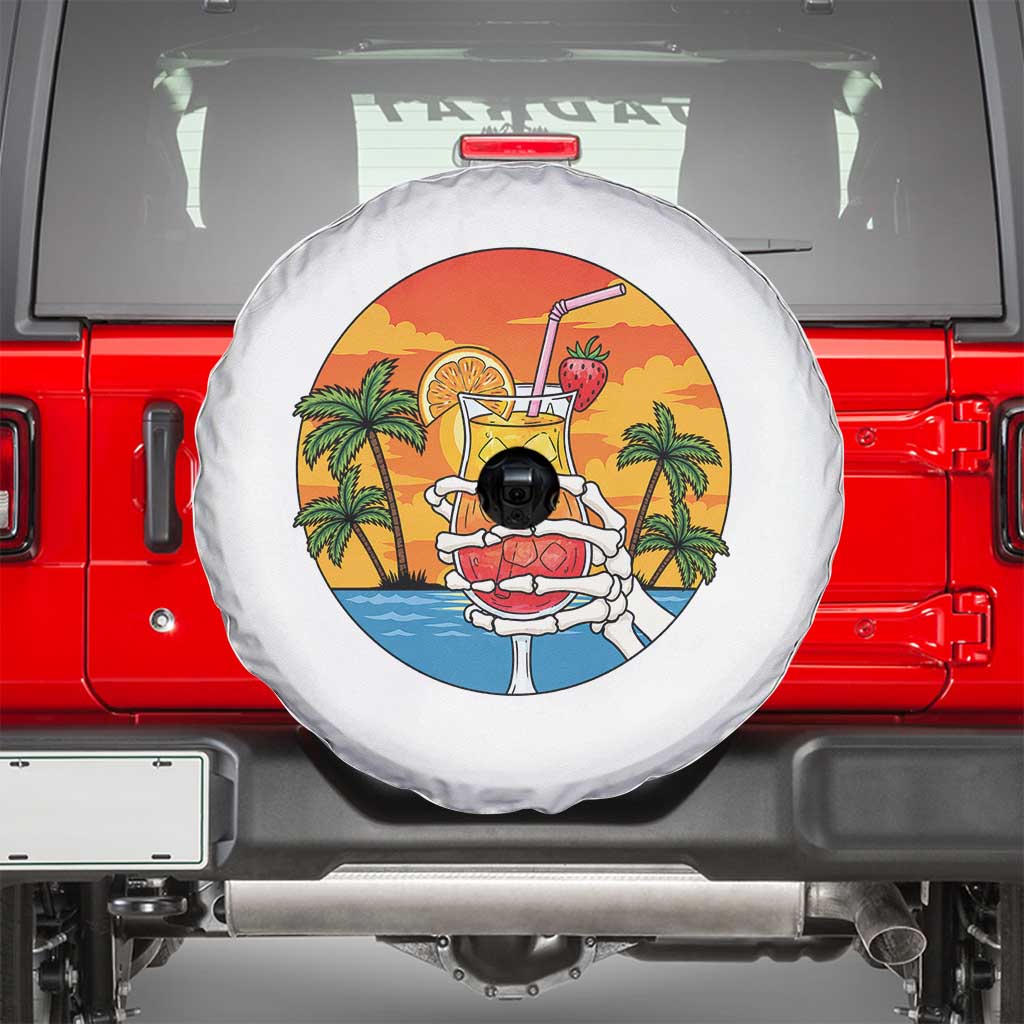 Tropical Skeleton Summerween Spare Tire Cover Beach Cocktail Vacation
