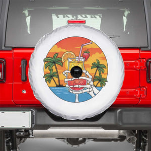 Tropical Skeleton Summerween Spare Tire Cover Beach Cocktail Vacation