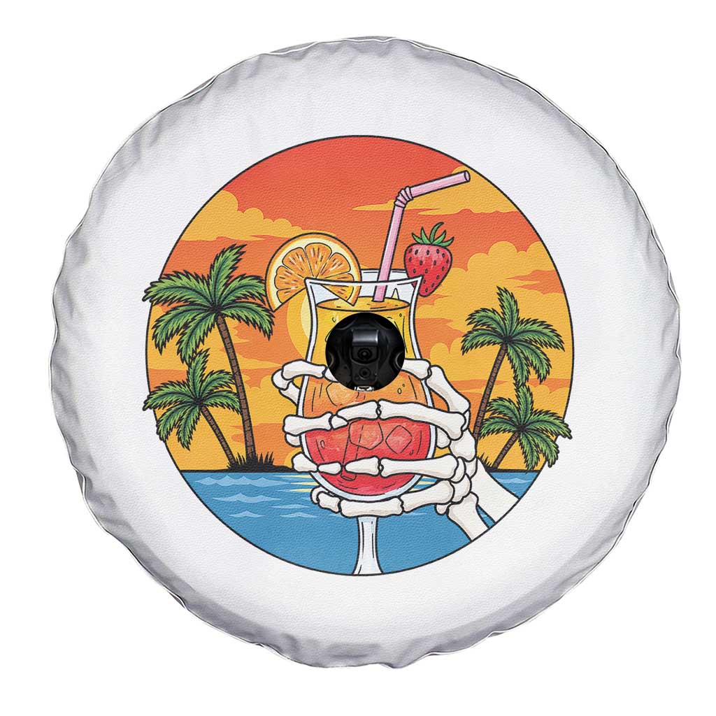 Tropical Skeleton Summerween Spare Tire Cover Beach Cocktail Vacation