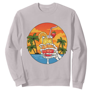 Tropical Skeleton Summerween Sweatshirt Beach Cocktail Vacation